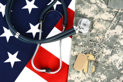 stethoscope and a military tag
